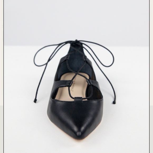 Loeffler Randall black Ambra pointy toe lace up flats W 71/2 - Picture 3 of 6